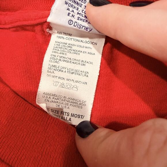 Vintage Disney Winnie the Pooh Tigger Christmas T-Shirt Red 90s Holiday OSFM - Picture 6 of 9